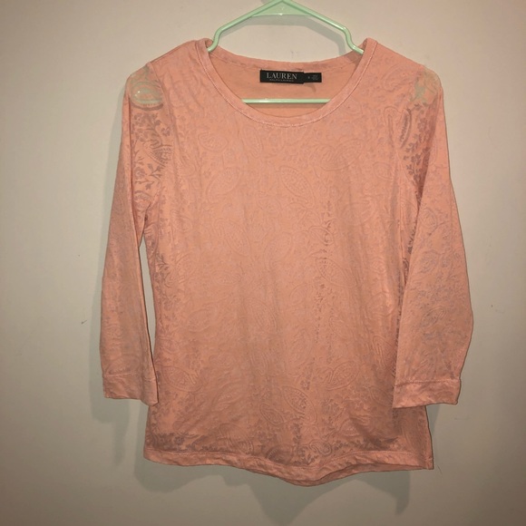 Ralph Lauren Tops - Lauren Ralph Lauren Lace Pink Orange Long Sleeve